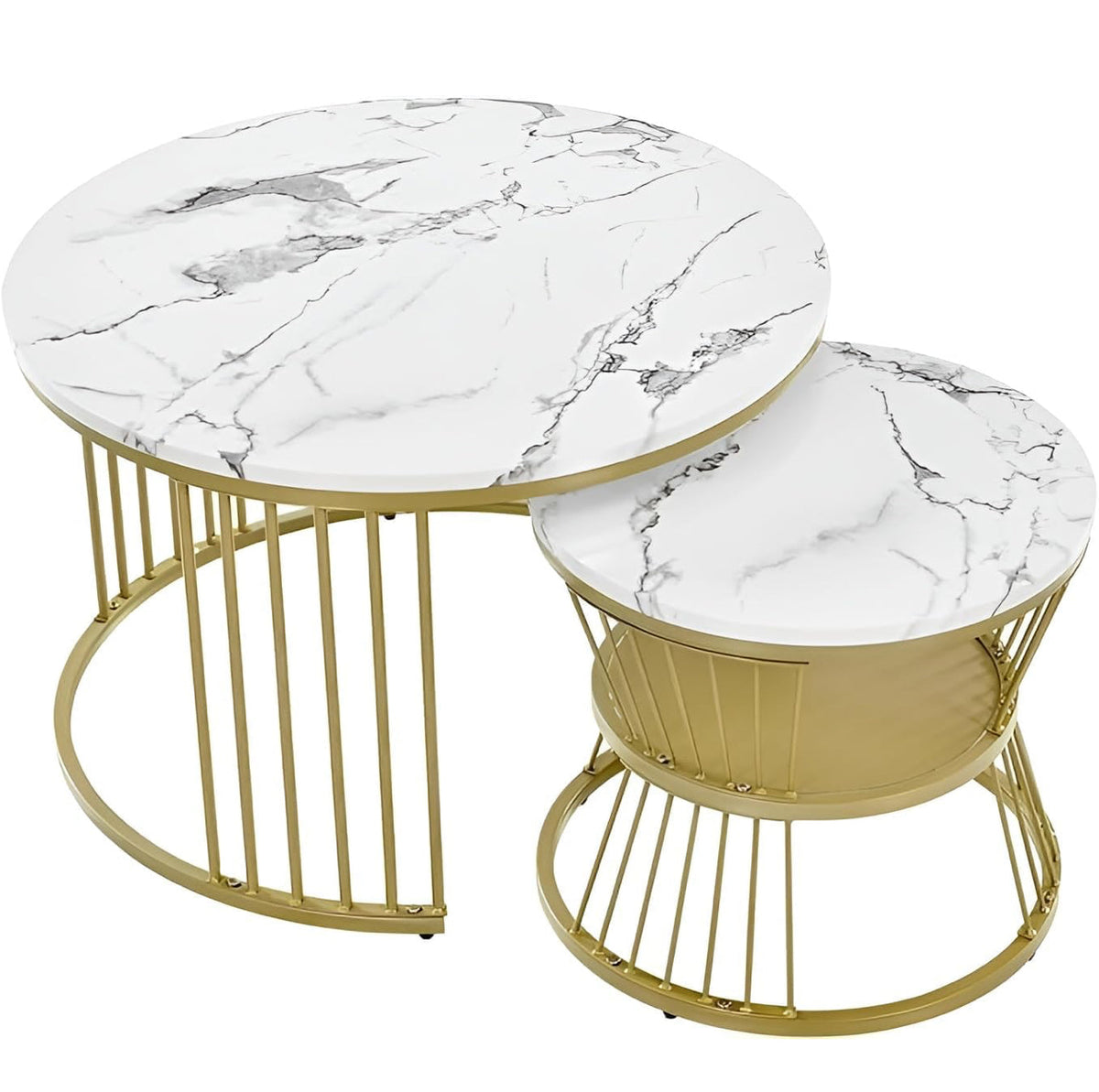 MFurn Modern Nesting Table Marble Coffee Table Set