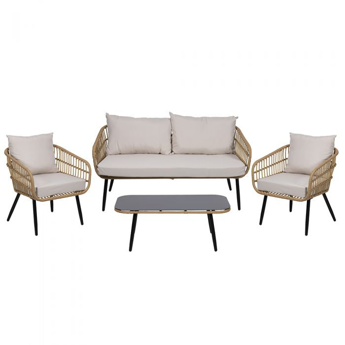 MFurn 4 seater rope wicker outdoor sofa set