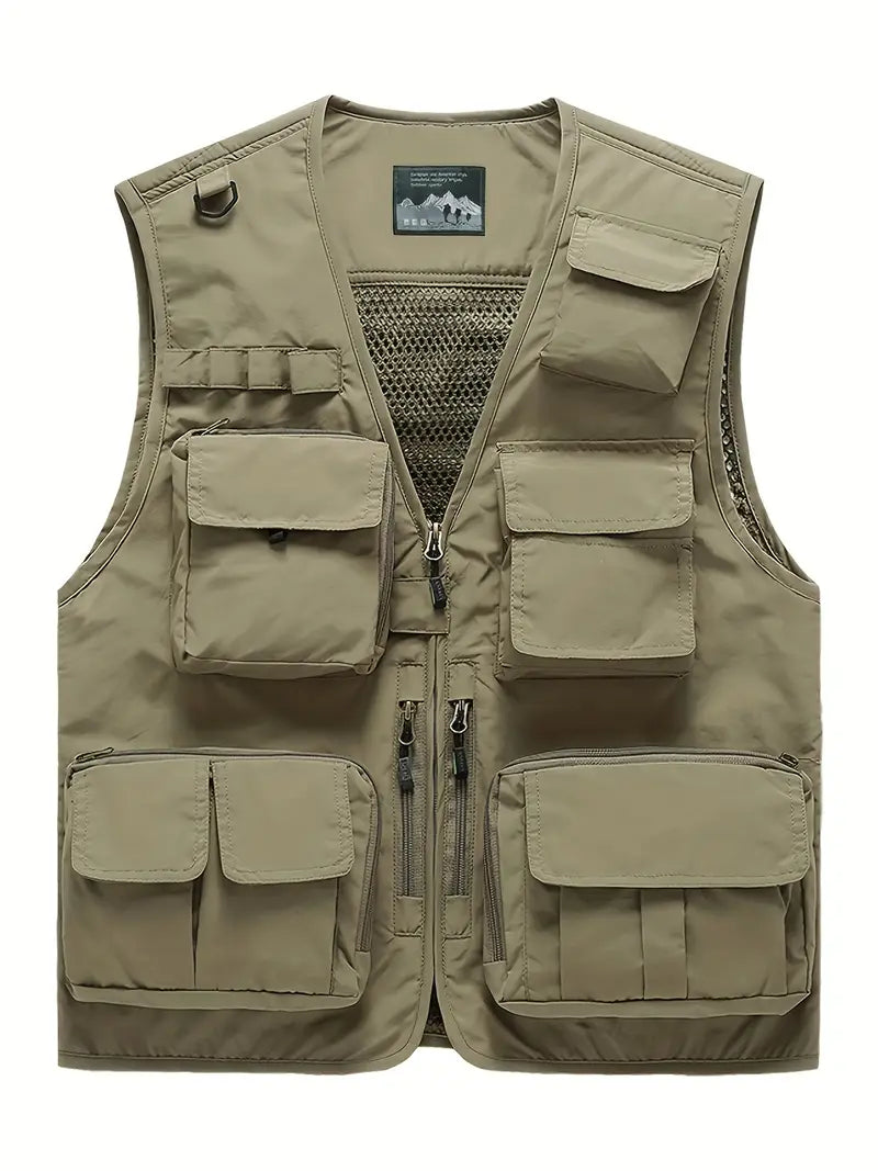 Men Tactical Vest Coat Photographer Waistcoat Multi Pocket Jacket