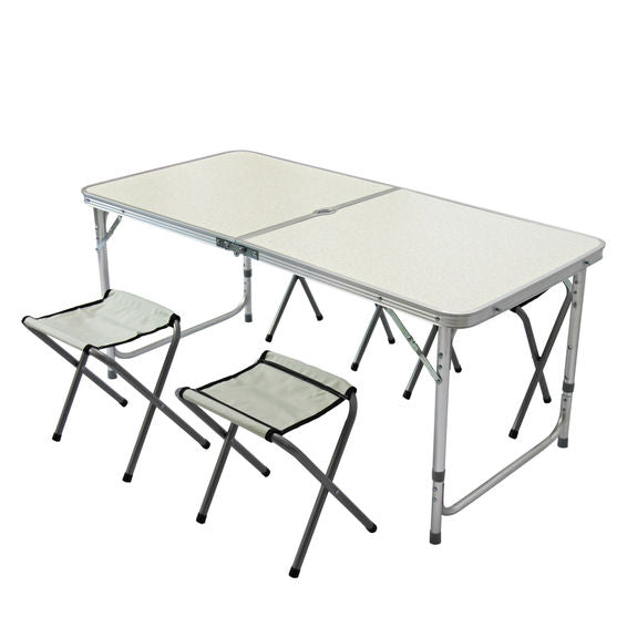 MFurn Portable Folding Camping Table Inc 4 Foldable Chairs