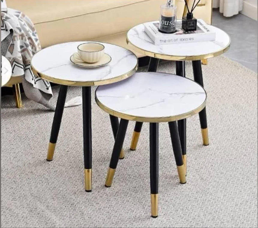 MFurn 3-in-1 Nesting Luxury Marble Side Table Set
