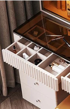 Nordic Style Modern Vanity Dresser With LED Mirror - Available In Brown or White Only PreOrder Sales Available!!!