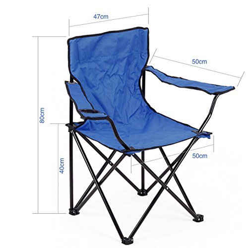 Blue Camping Chair Portable Foldable Outdoor Seat With Cup Holder