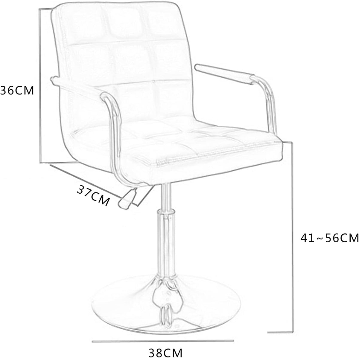 MFURN Adjustable Bar Stool PU Leather Swivel 62–83cm Black