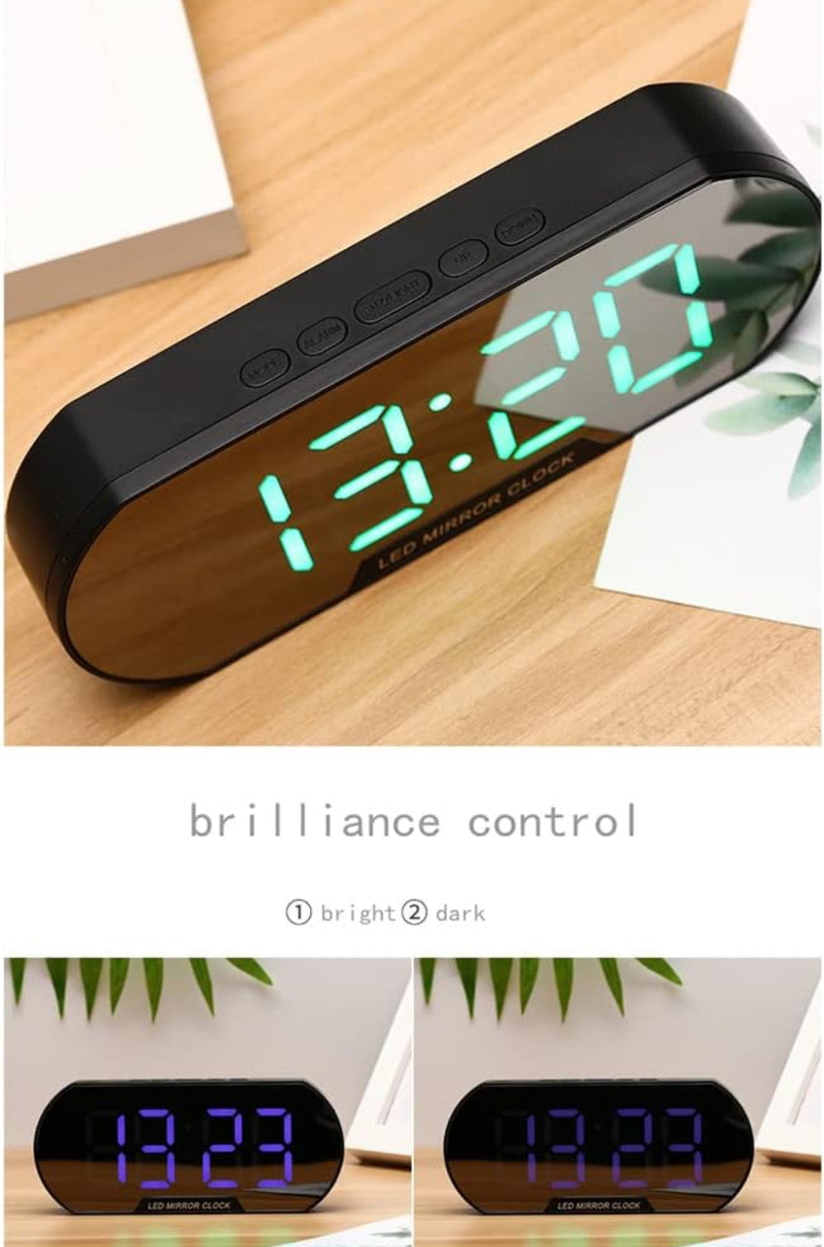 Digital LED Mirror Alarm Clock Bedside Alarm Clock Modern Minimalist Fashion Student Alarm Silent