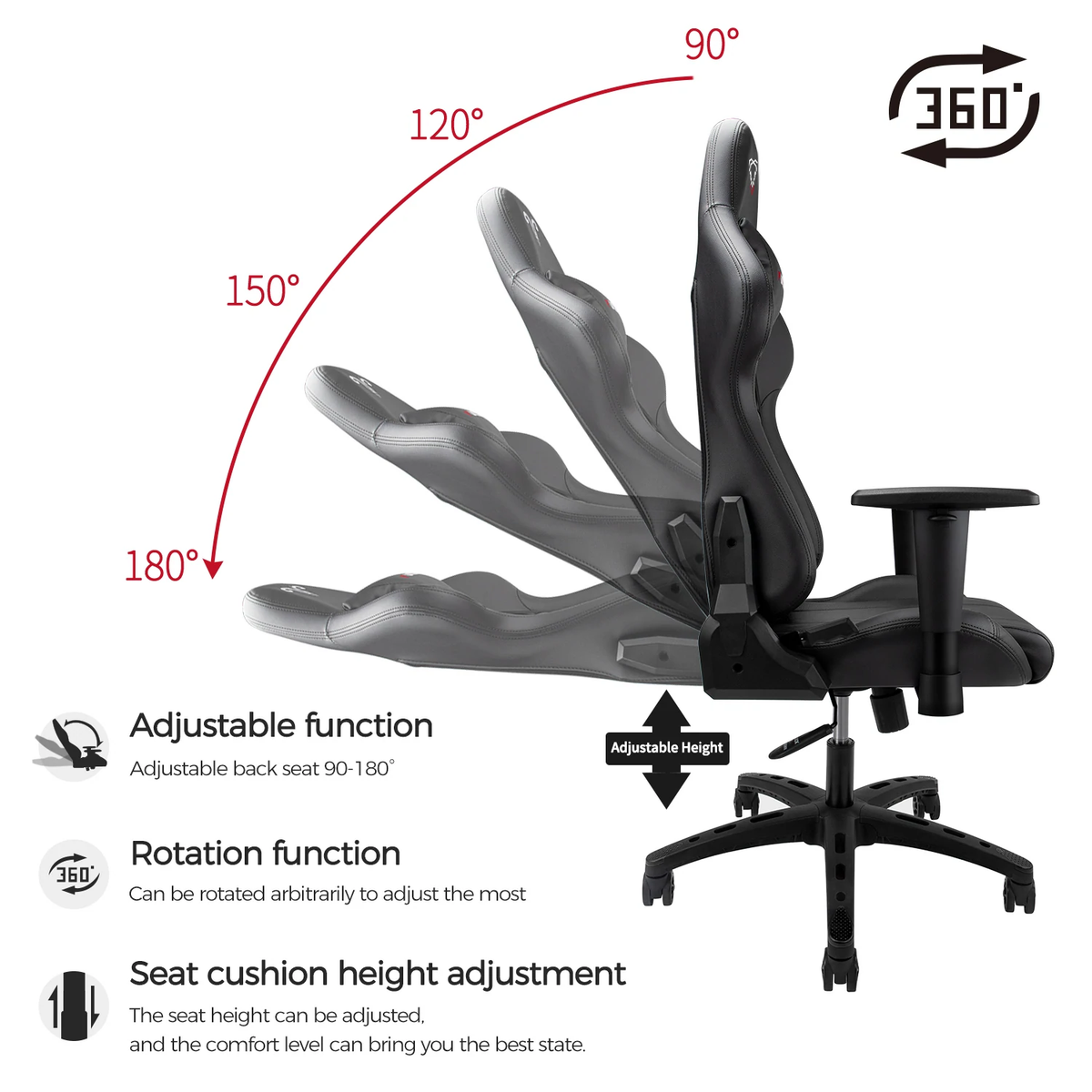 Ergonomic Gaming Chair – Racing-Style Office Chair with Lumbar Support