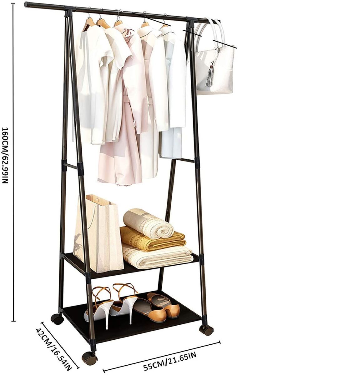Clothes Rack Small Metal Garment Rack with Shelve