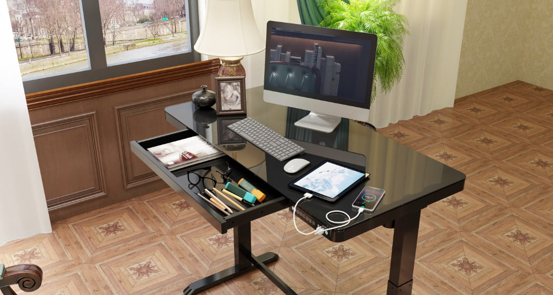 ET118-N GlassTabletop Electric Height Adjustable Standing Desk