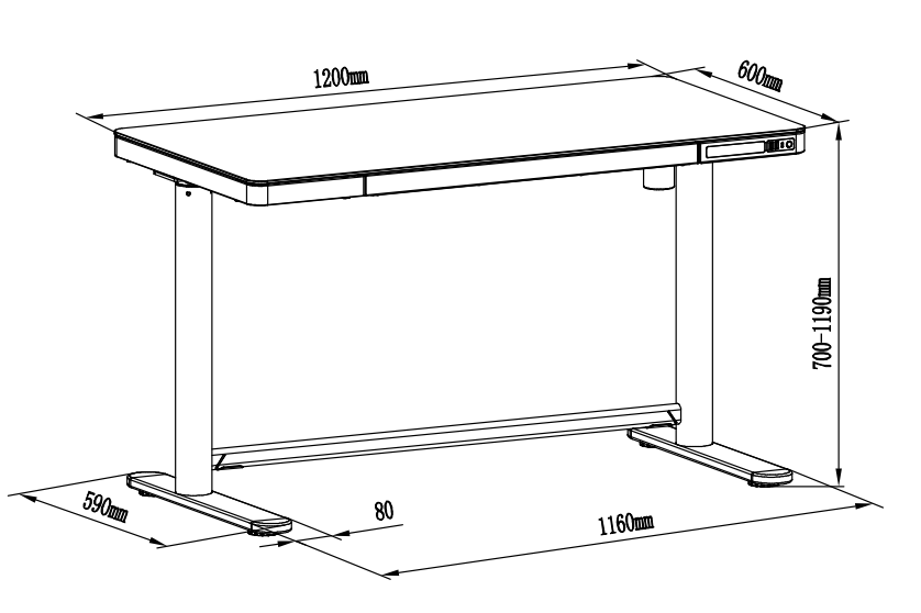 ET118-N GlassTabletop Electric Height Adjustable Standing Desk
