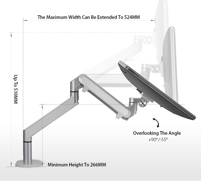 32" High Load Adjustable Desk Mount Duel Spring Monitor Arm