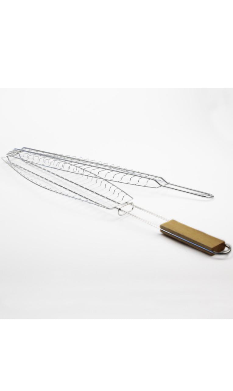 Stainless Steel BBQ Fish Grill With Stainless Steel Handle
