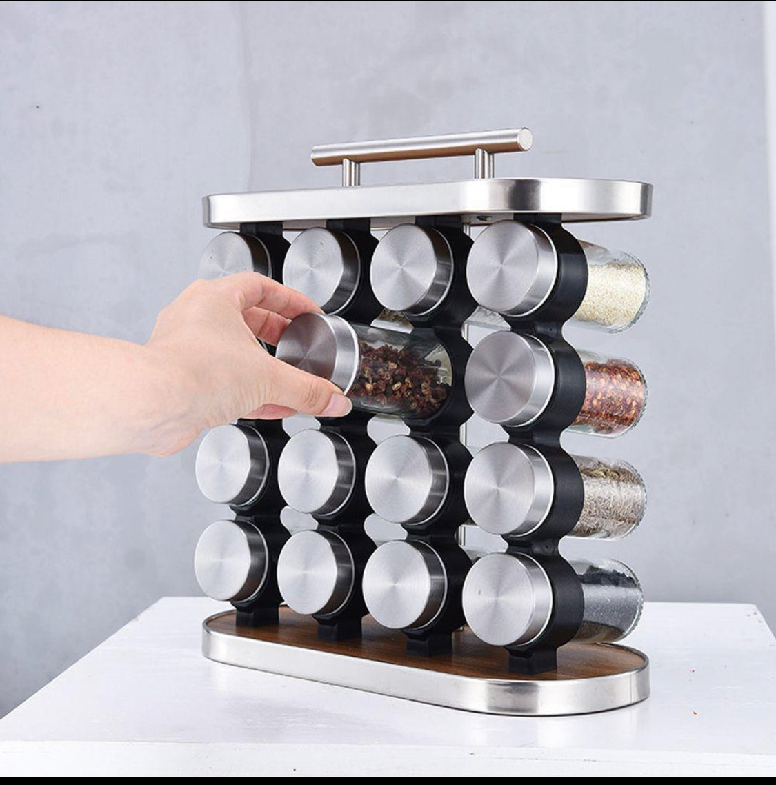 Spice Rack Stainless Steel Seasoning Cans 16 sets