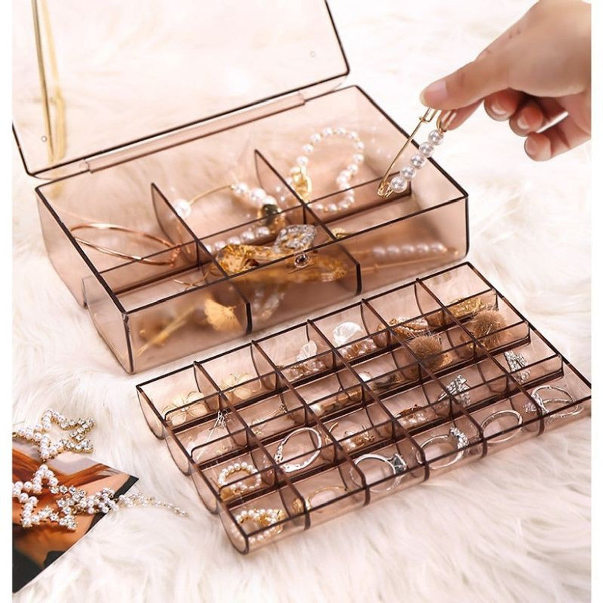 Transparent 3layer Jewellery Box