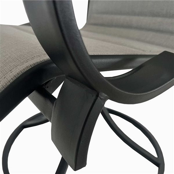 MFurn Glaiza 5-Piece Black & Grey Patio Dining Set with Swivel Chairs
