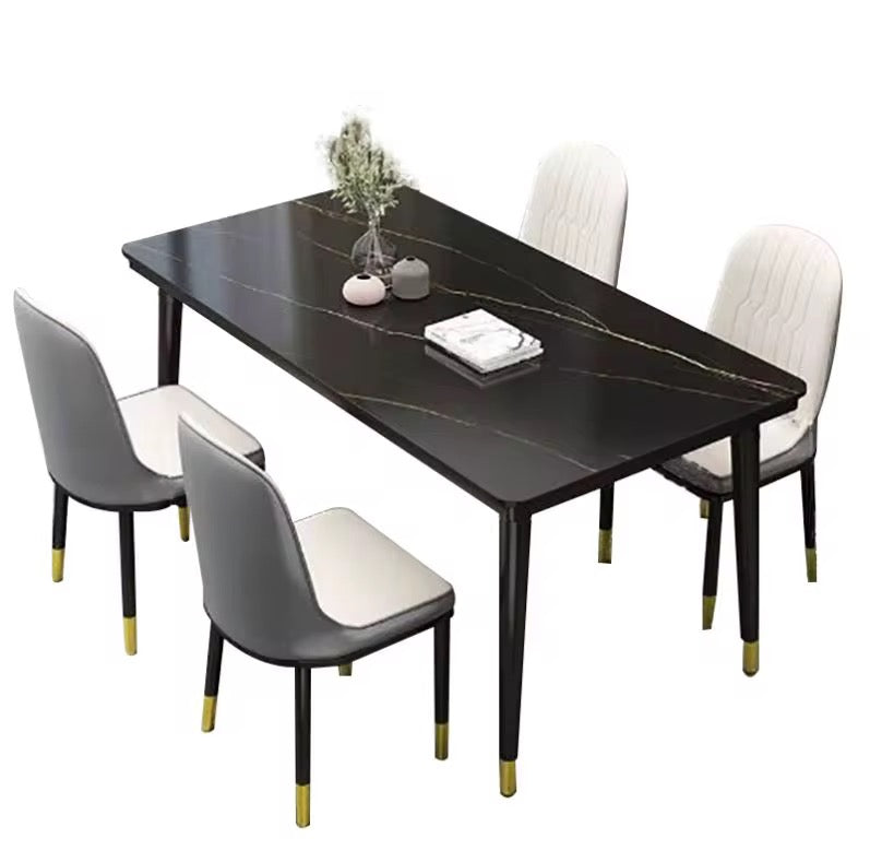 MFurn Trendy Marble Sintered Top Dining Table & Chair 5pc Set