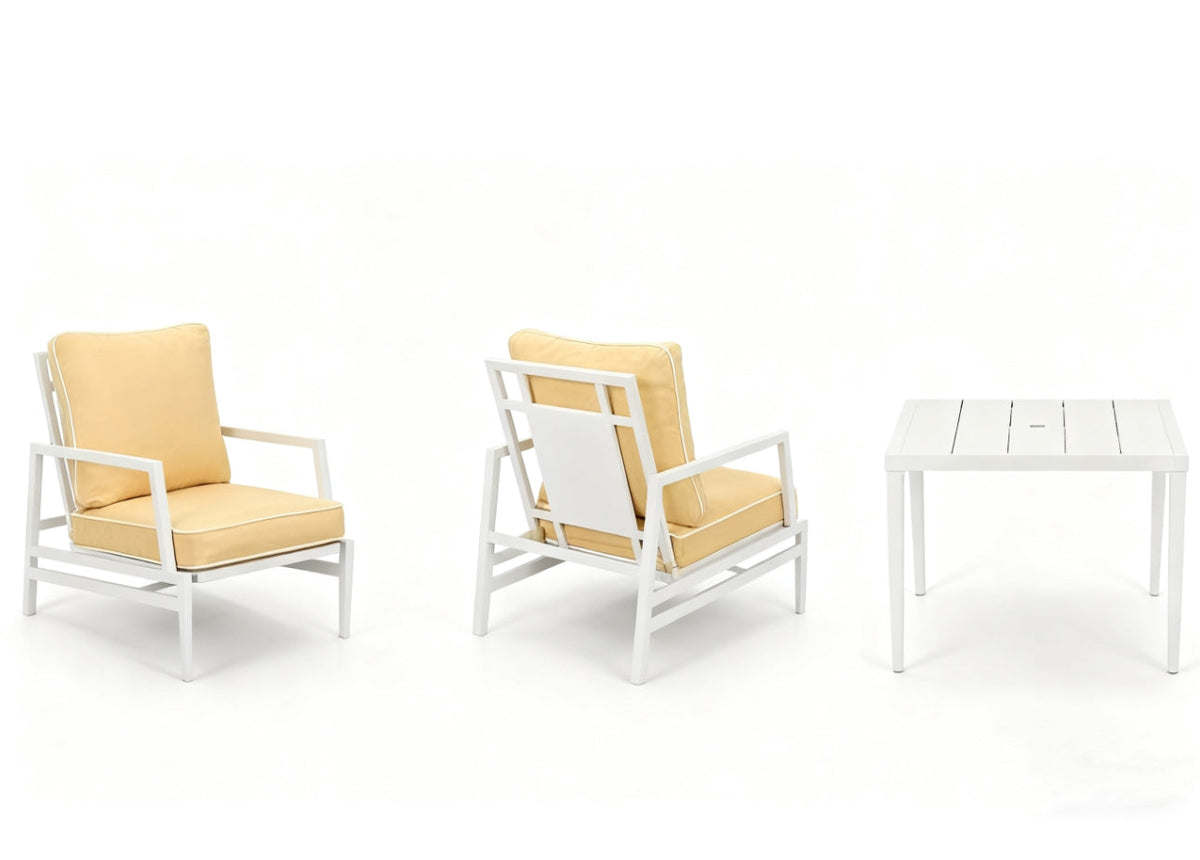 MFurn Daphne 3pc Aluminium Patio Sofa Set with Side Table – Various Colours