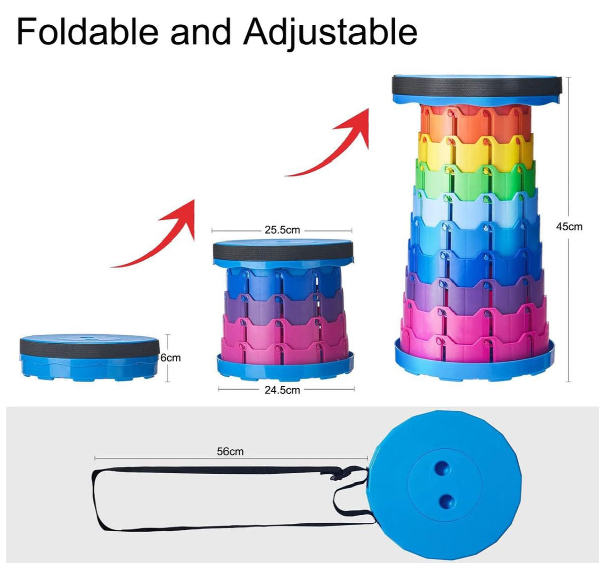 MHome Portable Folding Telescopic Stool Rainbow Colour