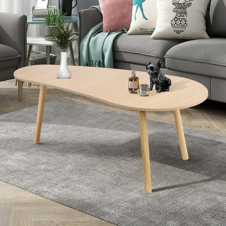 MFurn Mango Shape Mid-Century Modern Coffee Table – Rustic Accent Wooden Table