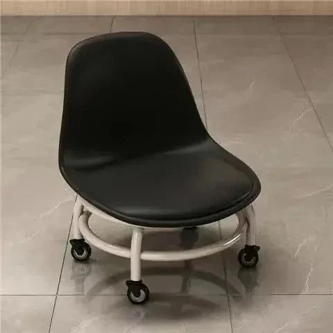 Low Chair Stool, Load Capacity Children's Stool, Backrest, Small, Living Stool, Low Chair, Small, Nappa Leather Fabric, Thick, Waterproof, Quiet Casters, 360 Degree