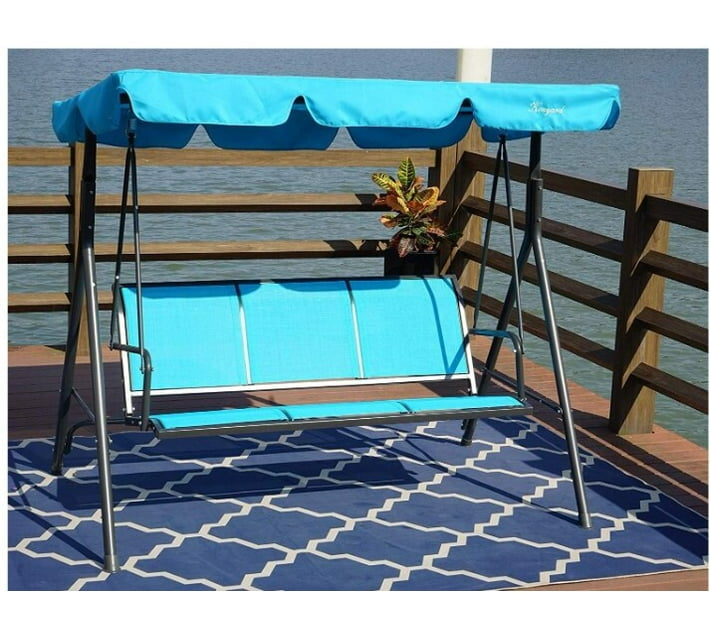 Porch Swing with Adjustable Tilt Canopy and Cushions - Black Friday Deal