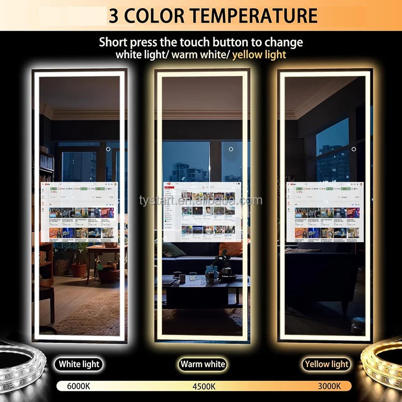 High Quality Full Length Android Mirror With Bluetooth Speaker,WiFi Waterproof Smart LED TV Mirror