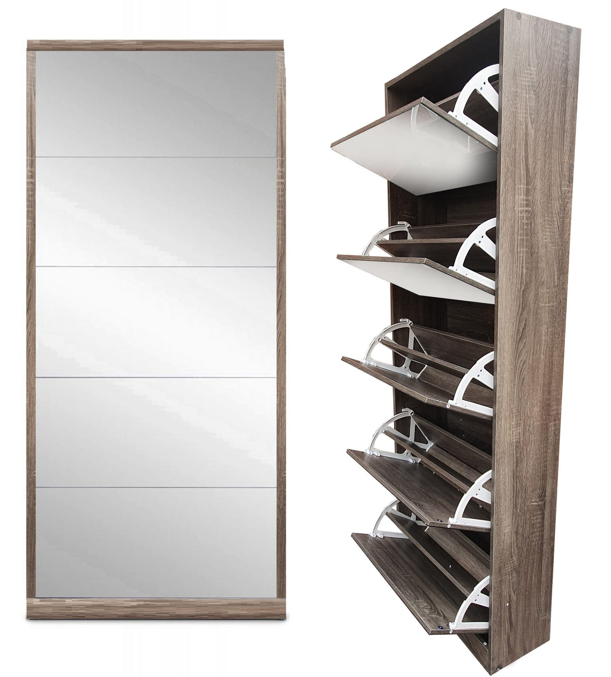 Mirrored shoe storage cabinet