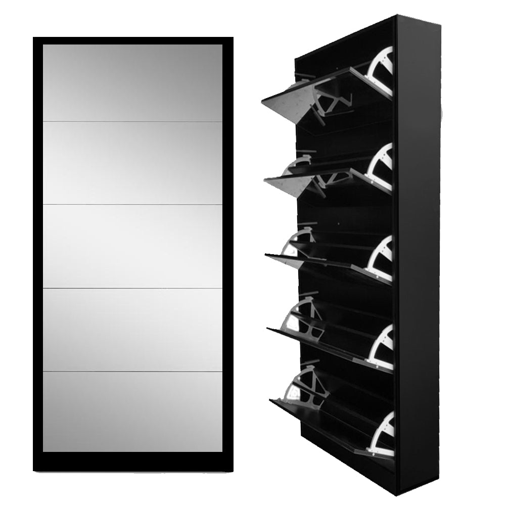 Mirrored shoe storage cabinet