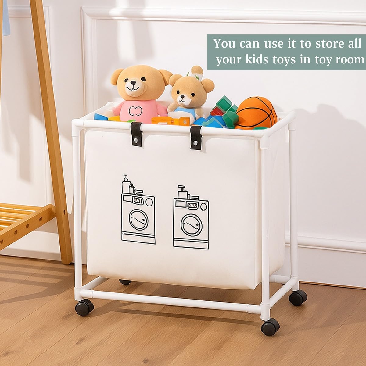 Mhome Laundry Basket – 50L with Lockable Wheels
