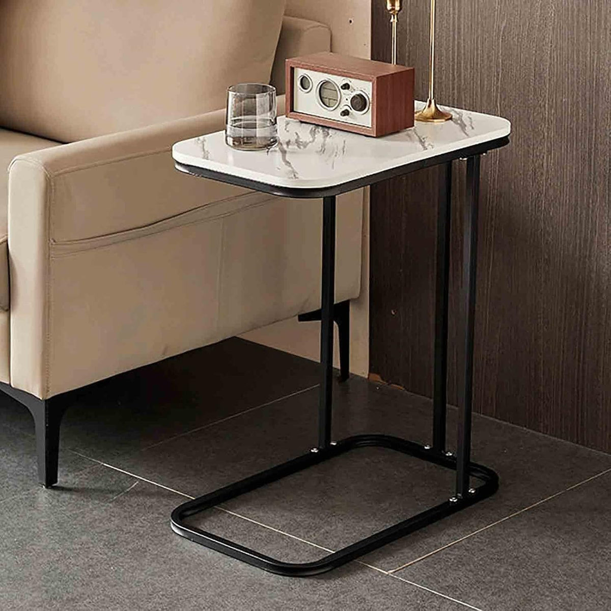 MFurn C-Shaped Double-Layer Side Table – Modern Coffee Table for Sofa Or Bed