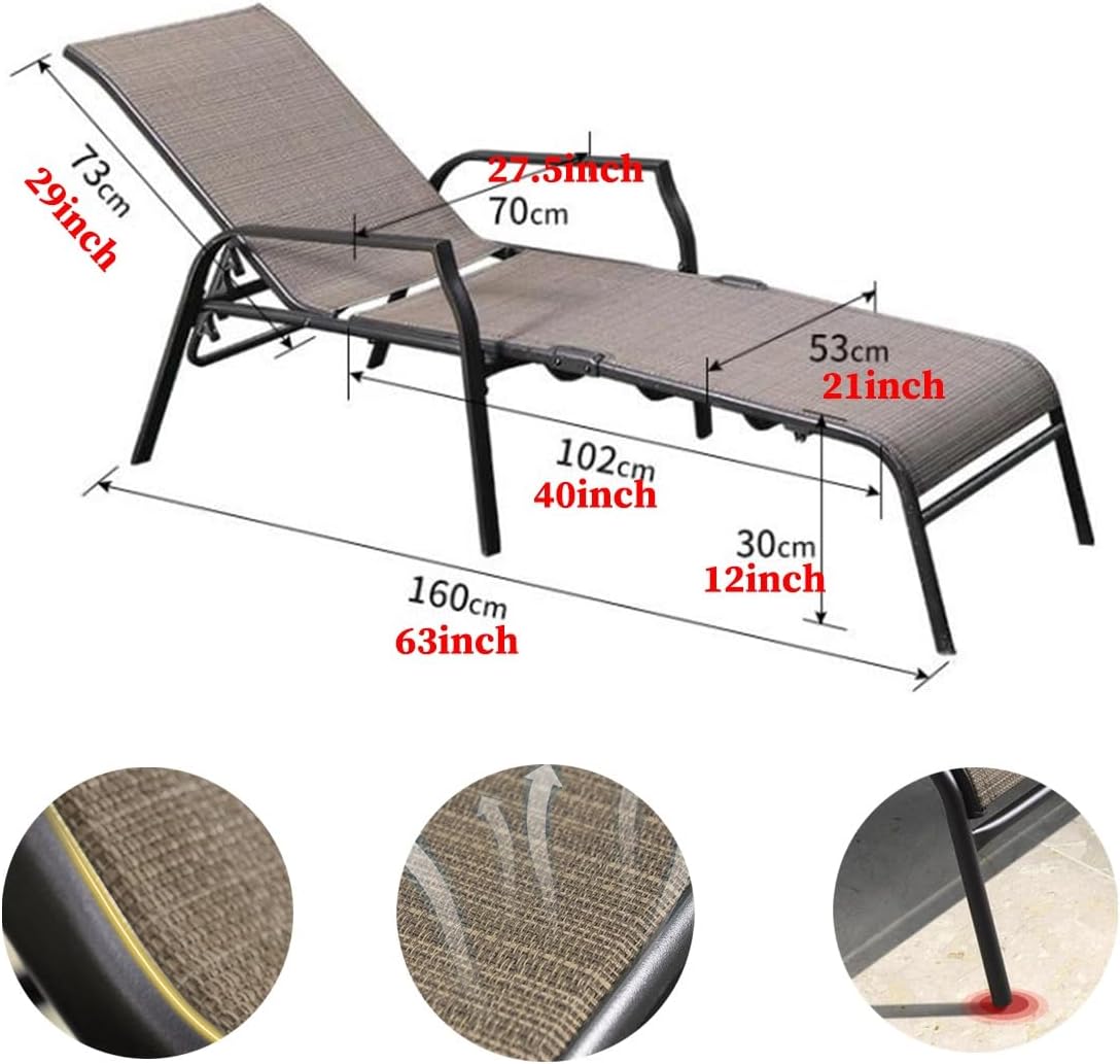 MFurn SunGod 2-Piece Chaise Lounge Set – 5-Position Folding Outdoor Recliners