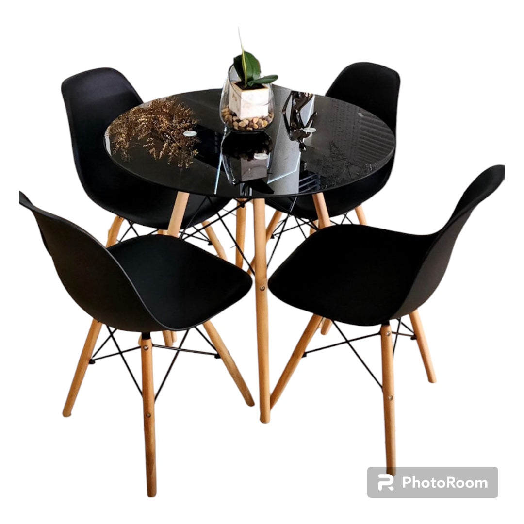 M- Furn Round Retro Table & Chair Set 5pc