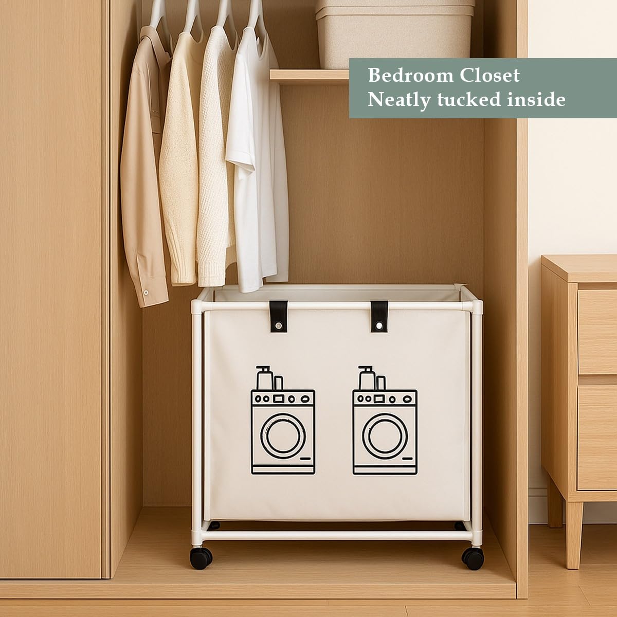 Mhome Laundry Basket – 50L with Lockable Wheels