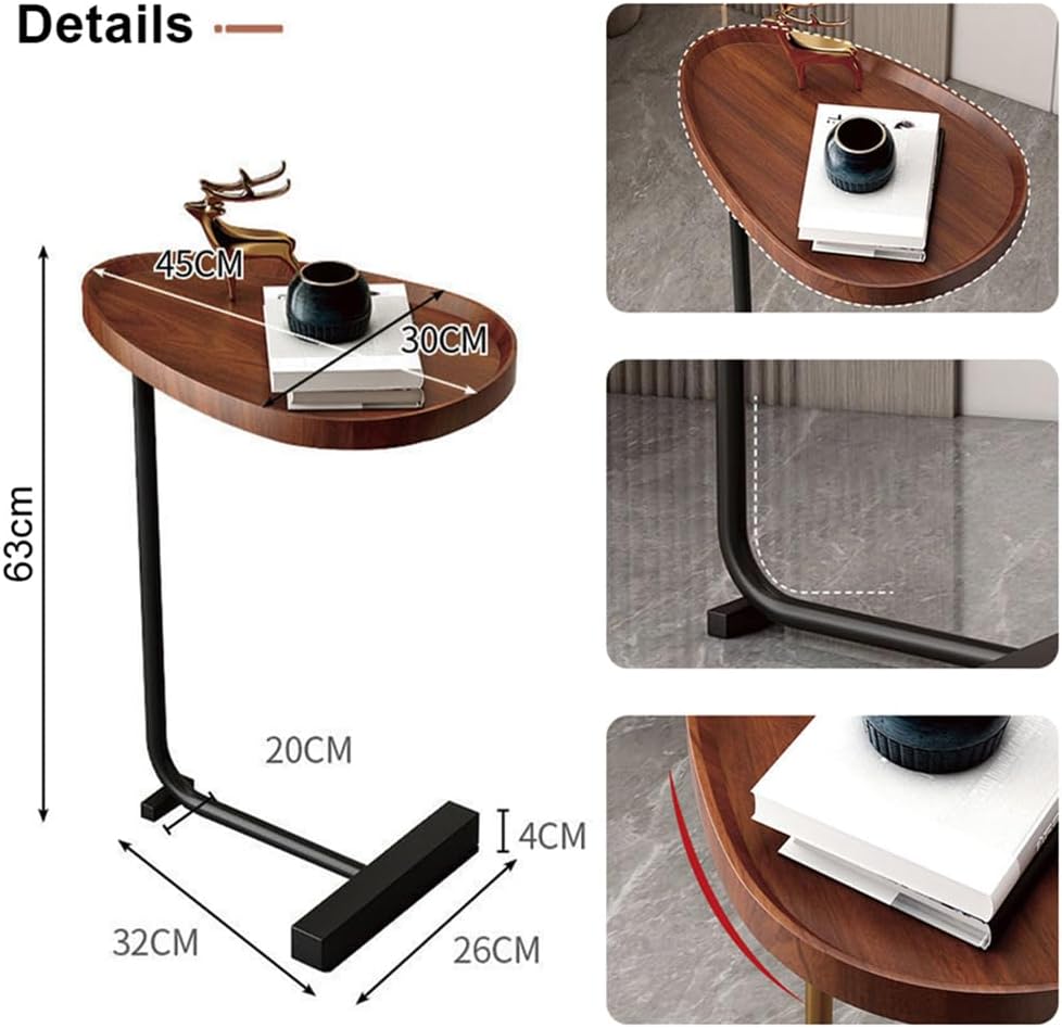 MFurn C-Shaped Side Table with Waterdrop Groove – Compact Sofa & Bed Table