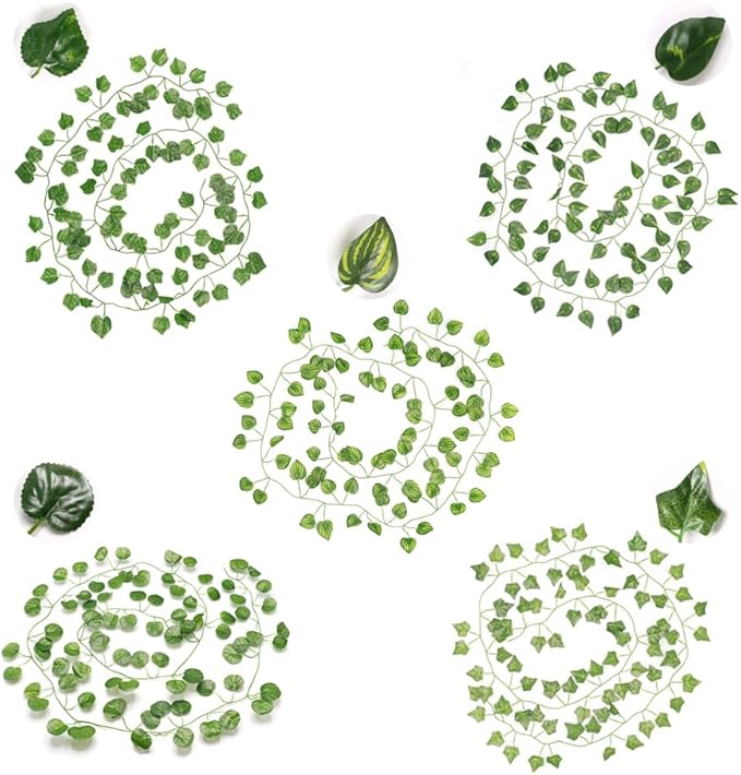 5Pcs Artificial Green Leaf Plants