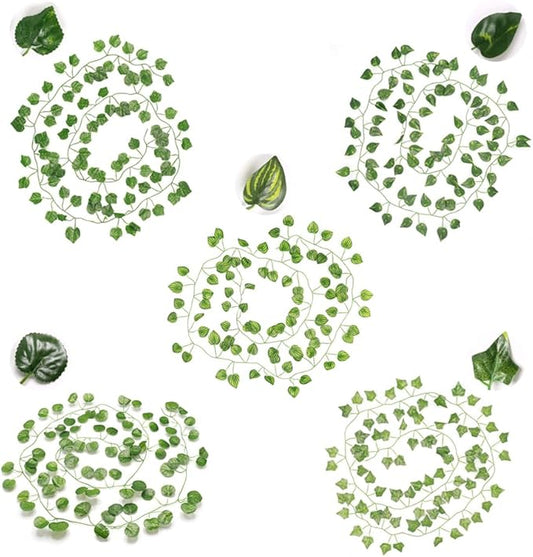 5Pcs Artificial Green Leaf Plants