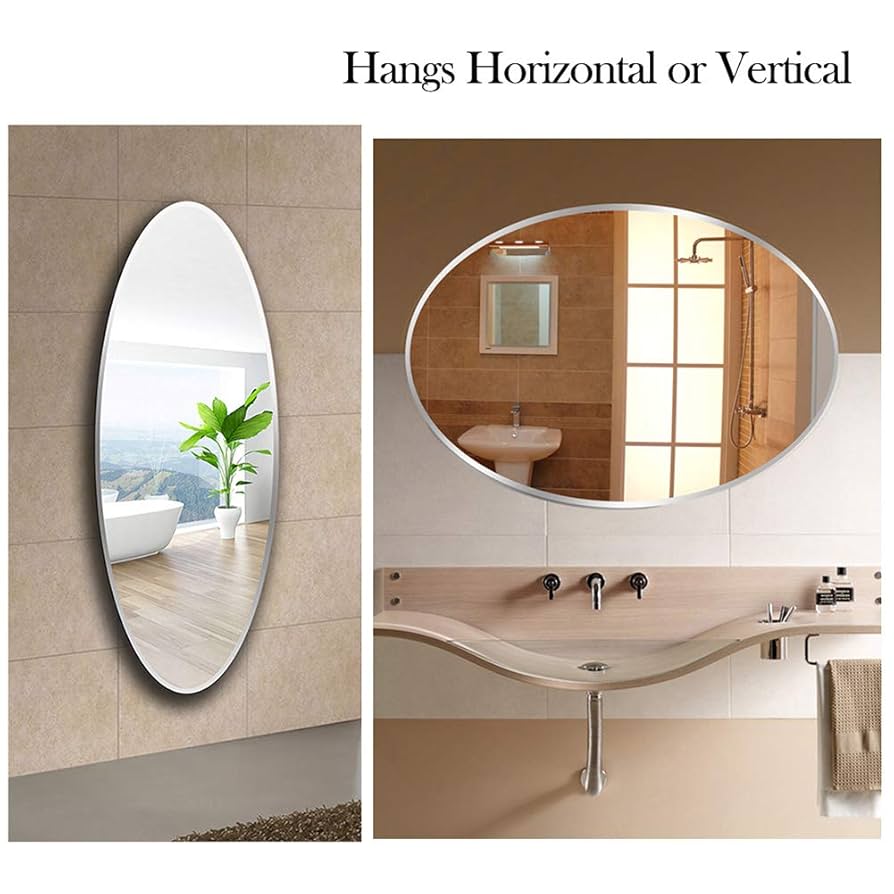 MFURN Large Oval Mirror Metal Frame Gold Or Black