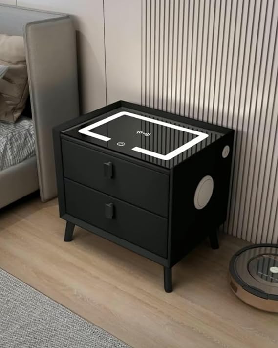 MFurn Smart Bedside Table with Speaker & Wireless Charging – Modern LED Nightstand