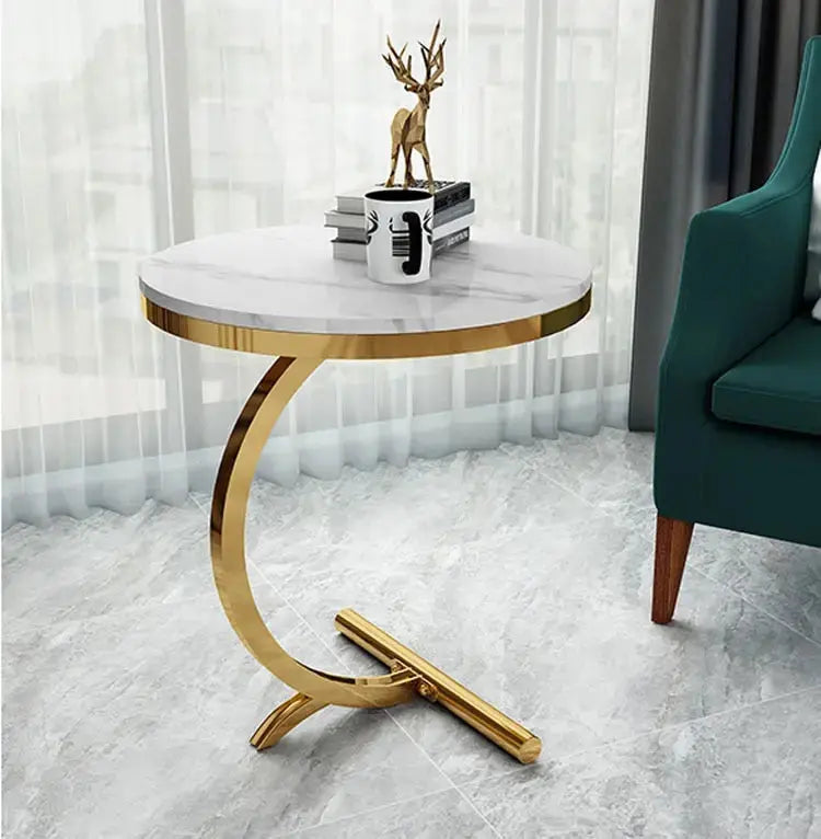 MFurn Marble Nordic Style Home Furniture Stainless Steel Gold Round Corner Side Table