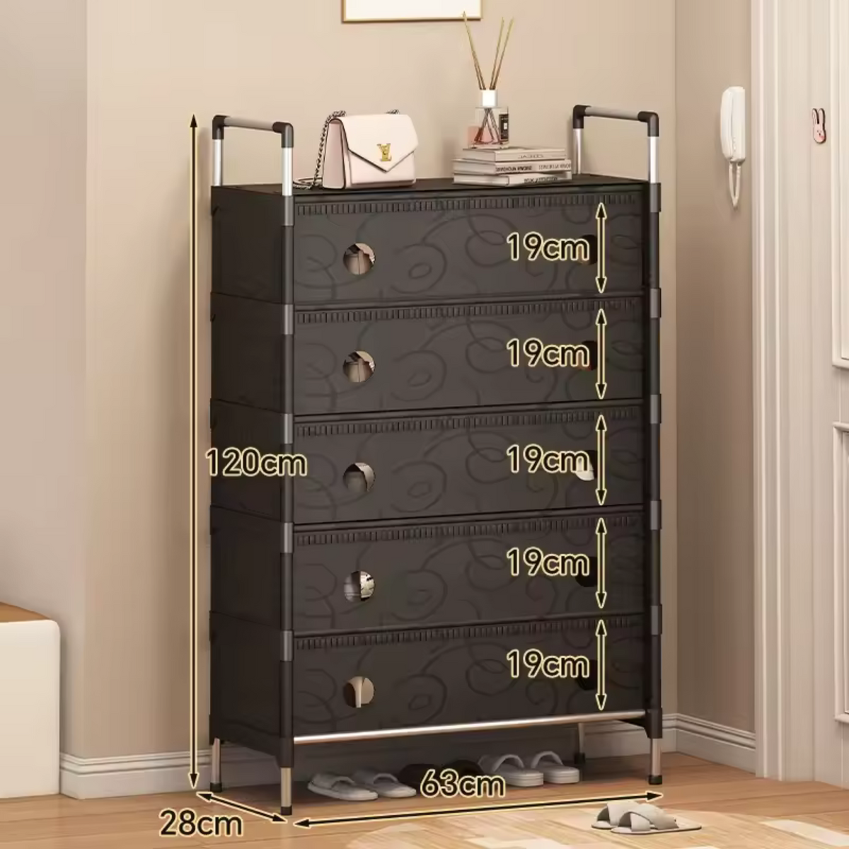 MHome Dust Proof Shoe Rack 5Tier Black