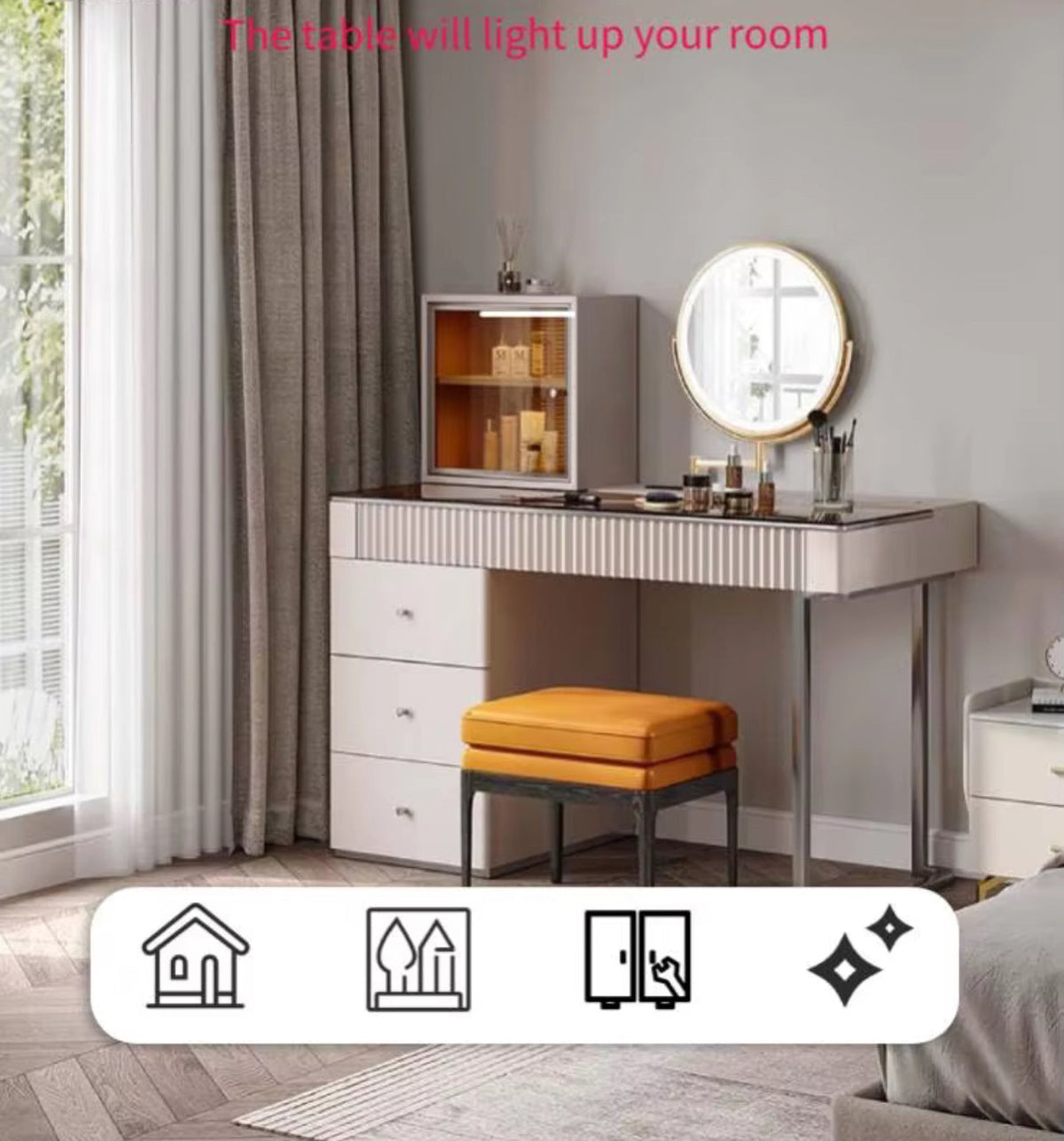 Nordic Style Modern Vanity Dresser With LED Mirror - Available In Brown or White Only PreOrder Sales Available!!!