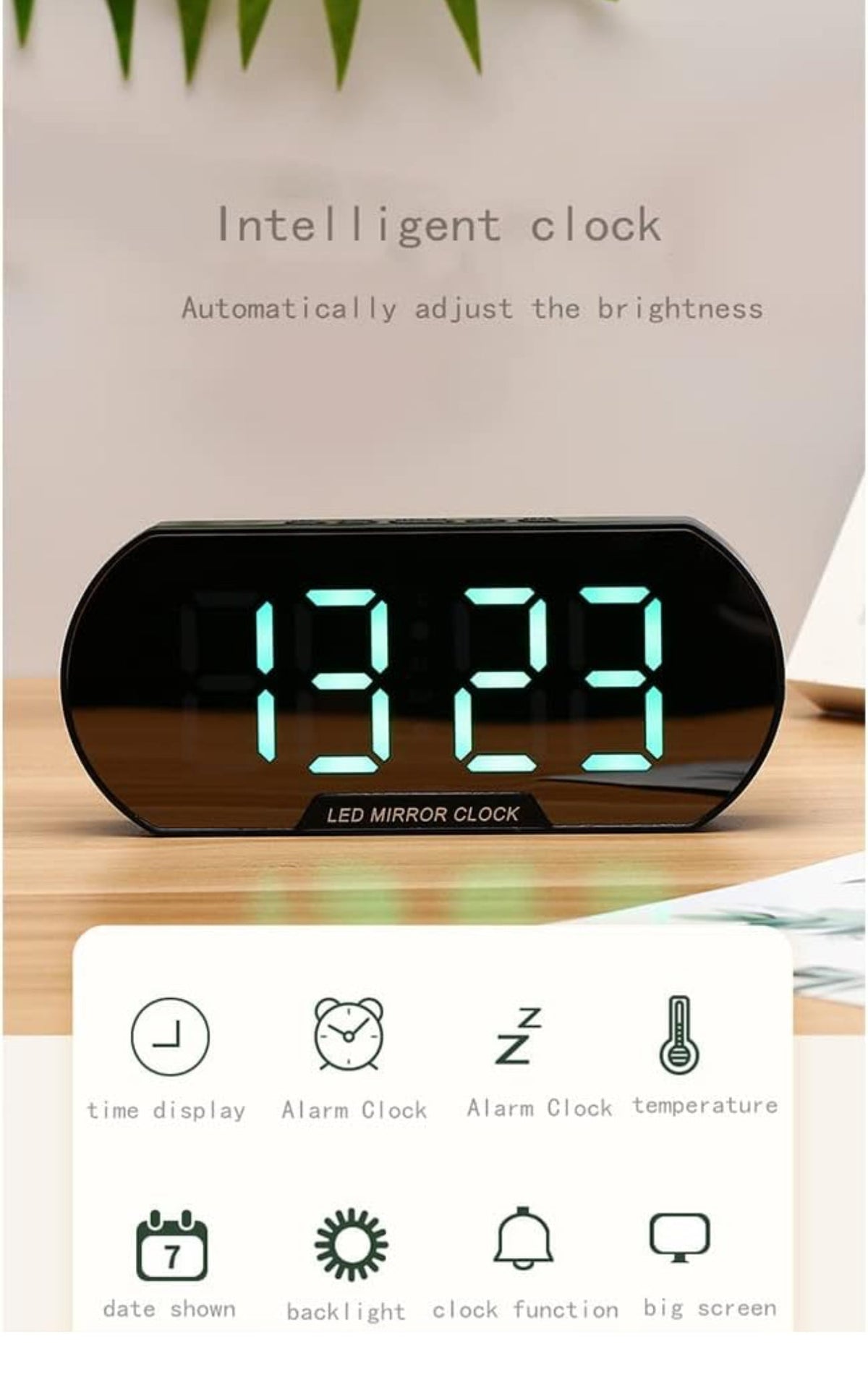 Digital LED Mirror Alarm Clock Bedside Alarm Clock Modern Minimalist Fashion Student Alarm Silent