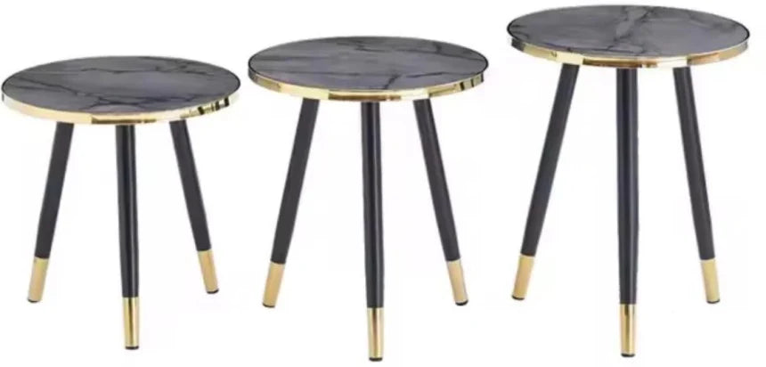 MFurn 3-in-1 Nesting Luxury Marble Side Table Set