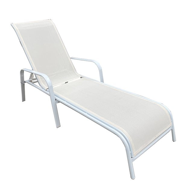 MFurn Clay 3pc White Aluminium Pool Lounger Set with Side Table