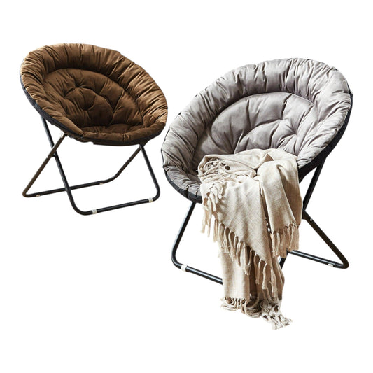 MFurn Folding Moon Chair Velvet Saucer Chair Various Colours