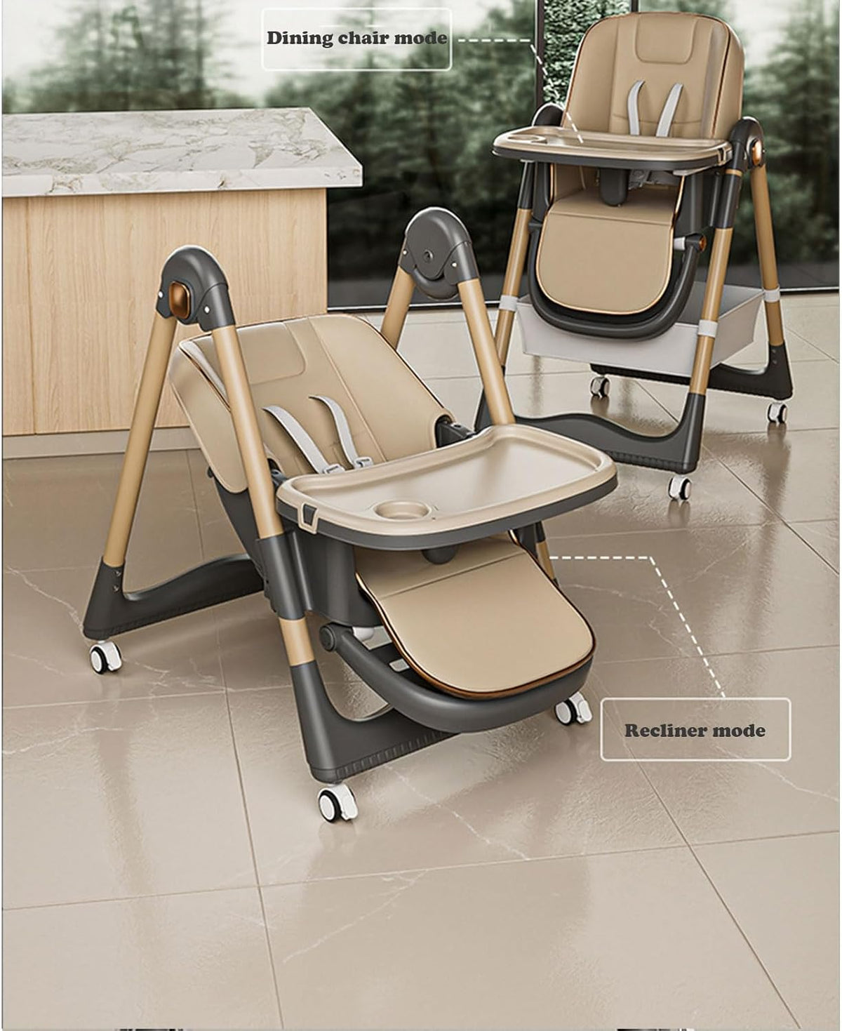MBaby 3-in-1 Adjustable Baby High Chair – Reclining, Folding & Convertible