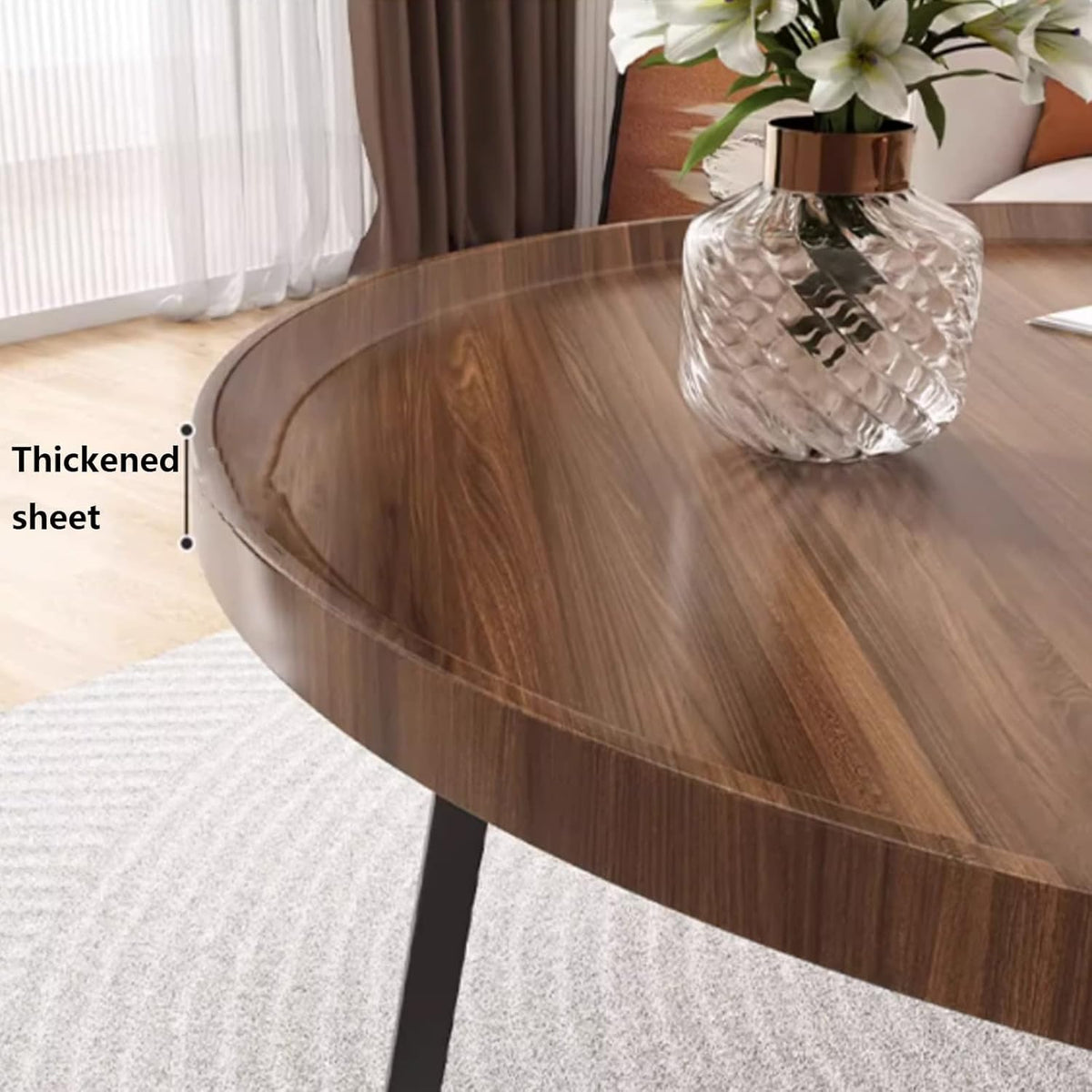 MFurn Modern Round Raised Edge Nesting Coffee Table Set with Metal Frame  – 2pc Nesting Design-Various Options
