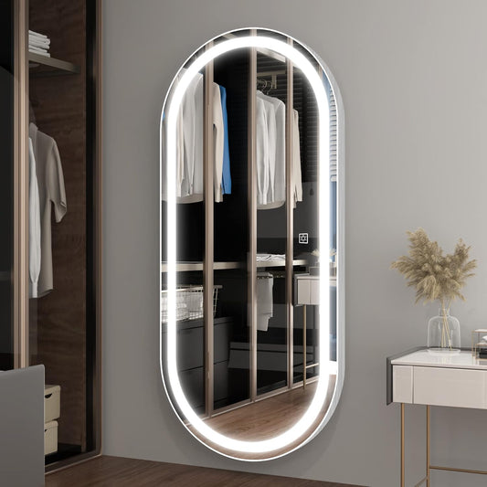 Frameless Illuminated Wall-Mounted Mirror with Demister Tempered Glass