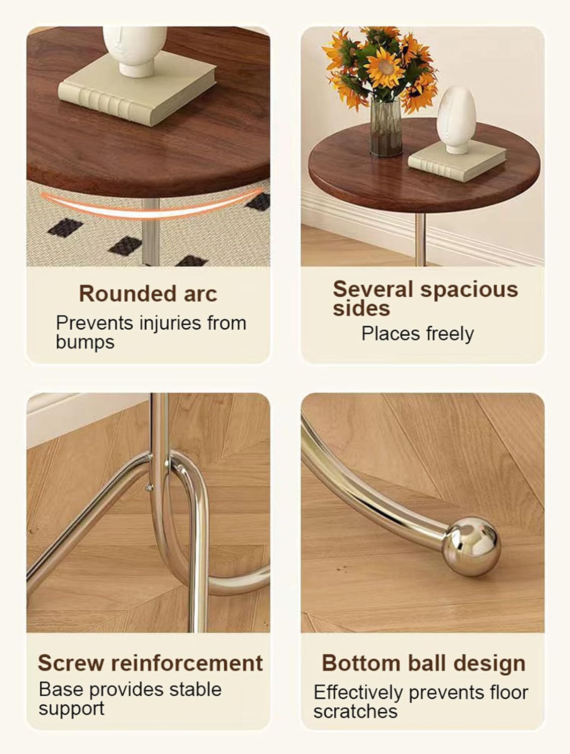 MFurn Tripod Steel Frame Round Tea Table Modern Side Table | Multiple Colours Available