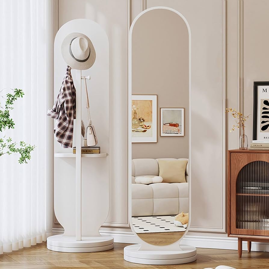 MHome Beauty Rotating Full-Length Mirror With Hidden Storage