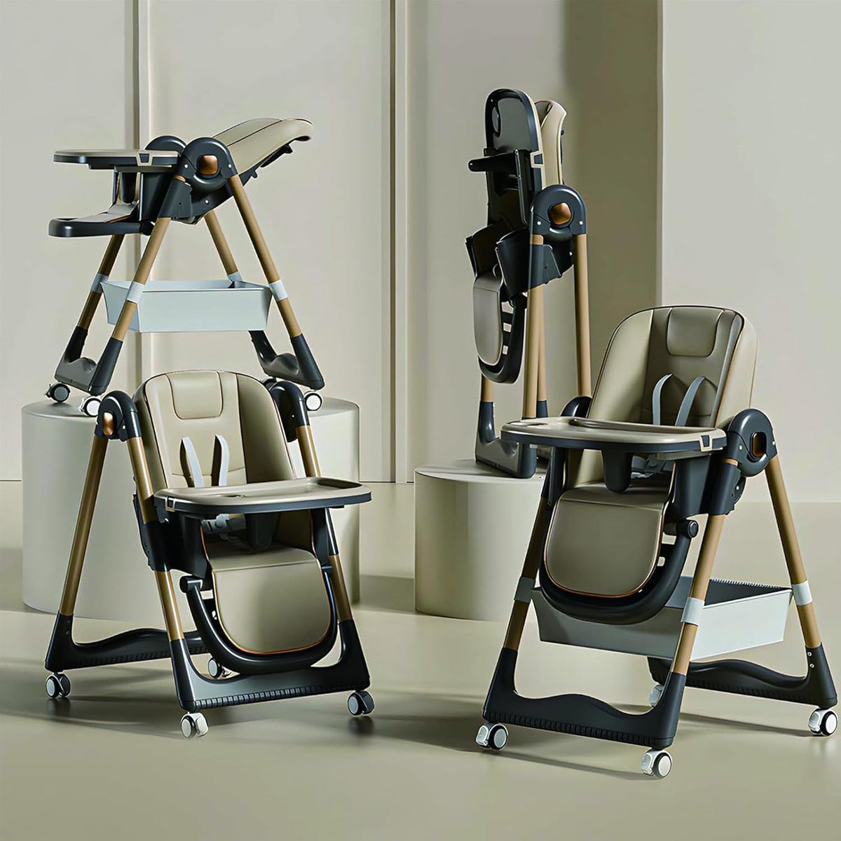 MBaby 3-in-1 Adjustable Baby High Chair – Reclining, Folding & Convertible